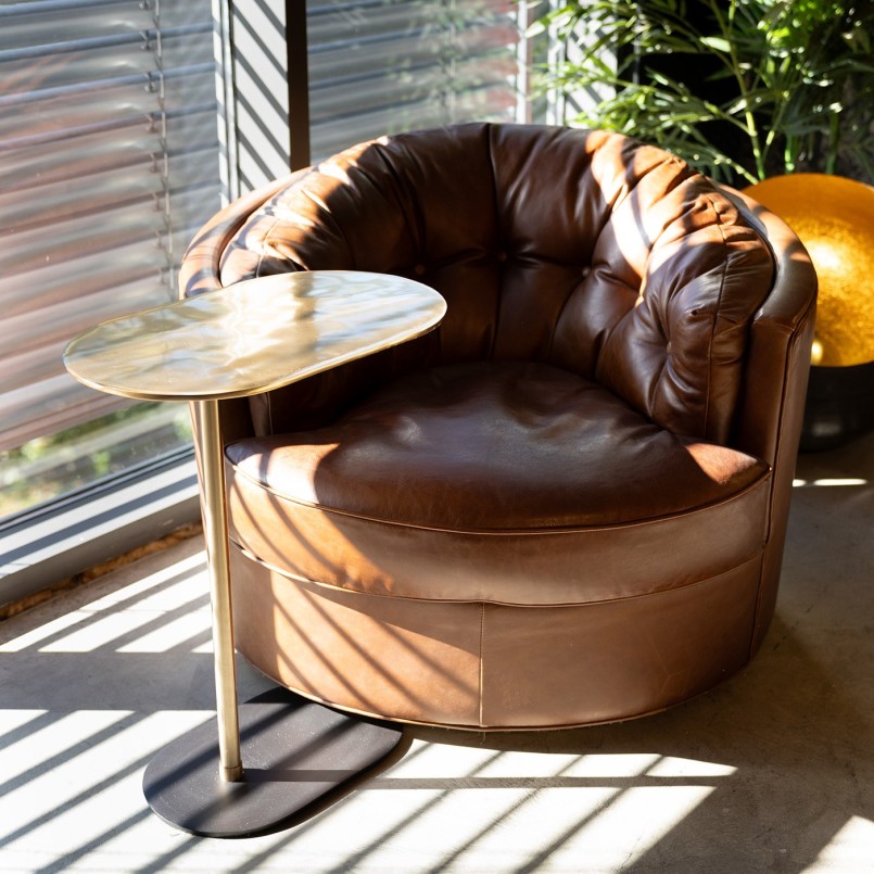 Bruine leren draaifauteuil - Music Hall - Kare Design