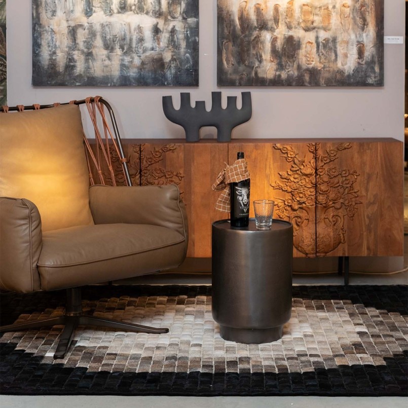 Tapis en cuir motif pixelisé gris - Pixel - Kare Design
