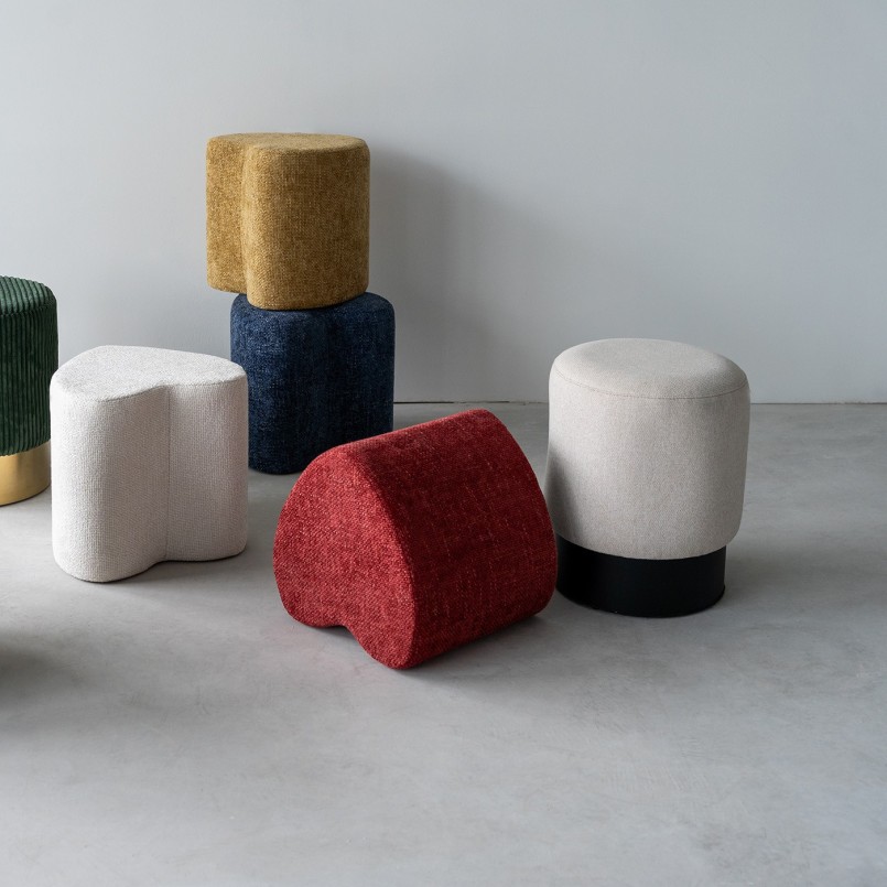 Krukje in crème stof en zwart staal - Kersen - Kare Design