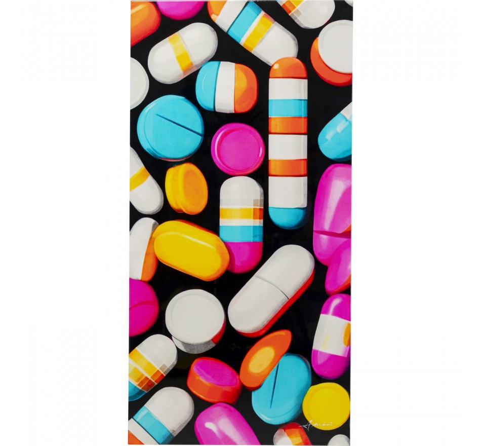 Schilderij gestreepte capsules 70x140cm Kare Design
