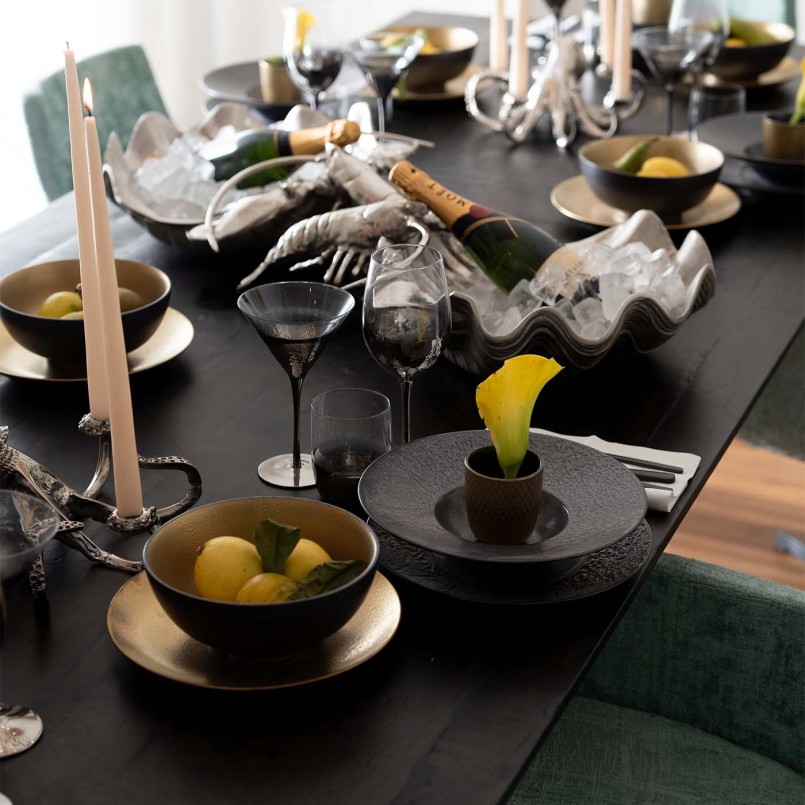Black plates set of 4 in stoneware - Cosmsos - Kare Design