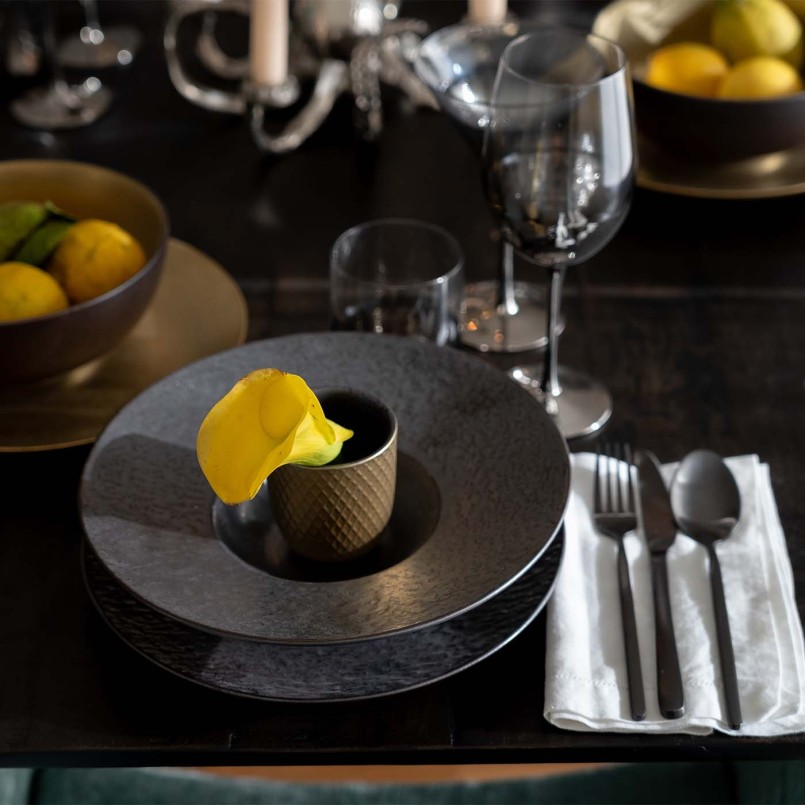 Black plates set of 4 in stoneware - Cosmsos - Kare Design