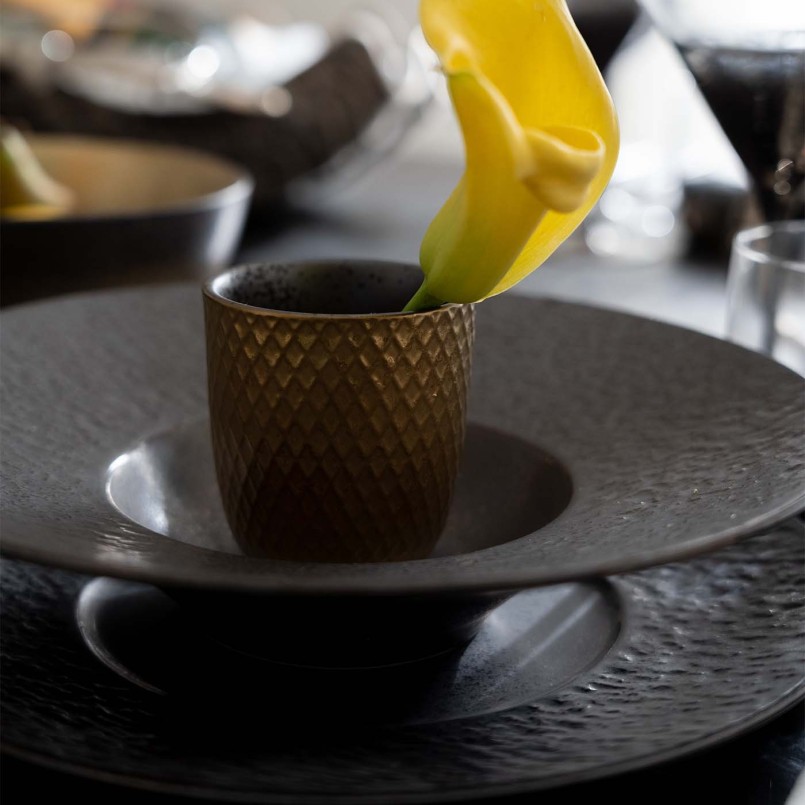 Black plates set of 4 in stoneware - Cosmsos - Kare Design