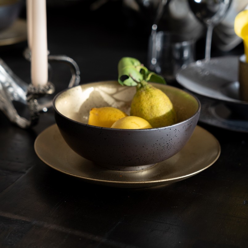Bol en porcelaine gris et doré - Diva - Kare Design
