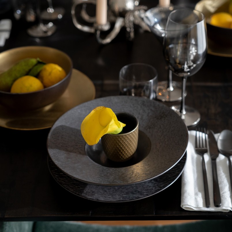 Kom van grijs en goud porselein - Diva - Kare Design