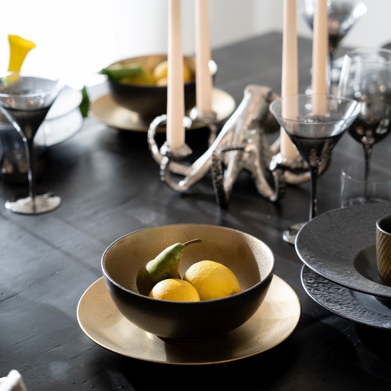 Kom van grijs en goud porselein - Diva - Kare Design