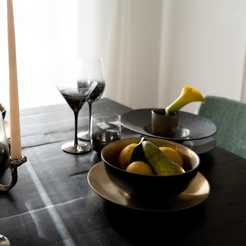 Kom van grijs en goud porselein - Diva - Kare Design