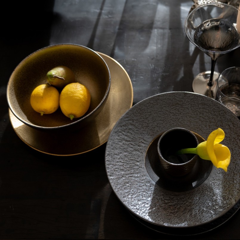 Tasses en porcelaine dorée et grise - Diva - Kare Design
