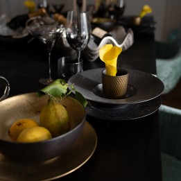 Tasses en porcelaine dorée et grise - Diva - Kare Design