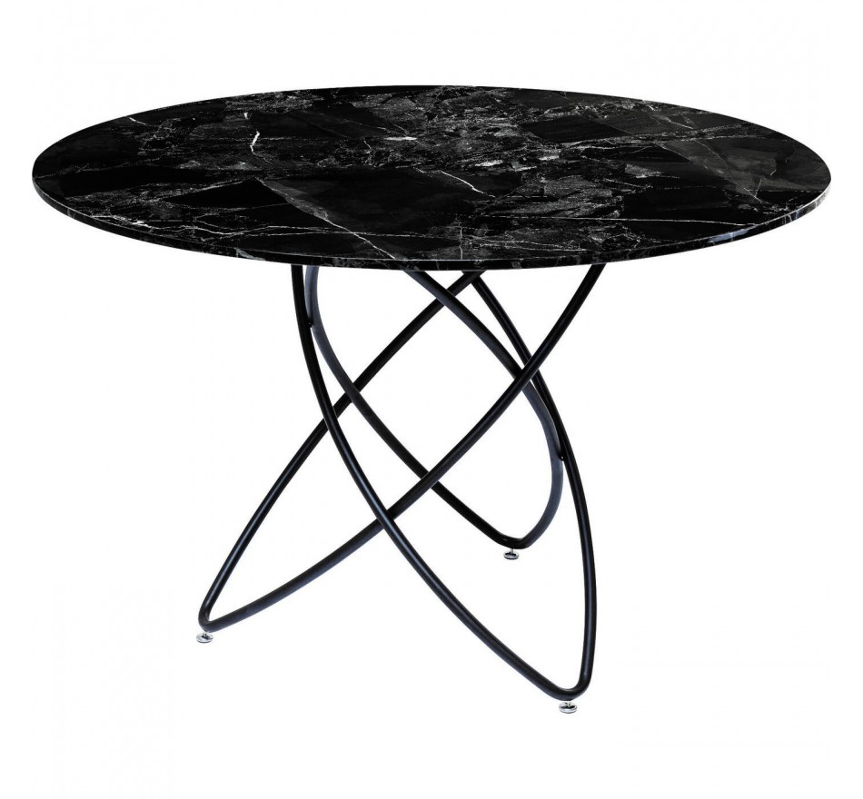 Eettafel Molekular Ø120cm marmerprint zwart Kare Design