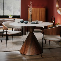 Chaise avec accoudoirs en tissu et noyer - Cindy - Kare Design