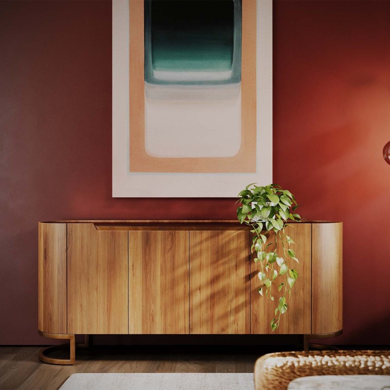 Wood and stained glass effect sideboard - Giorgio - Kare Design