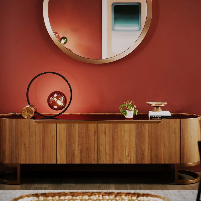 Meuble TV effet bois et verre - Giorgio - Kare Design