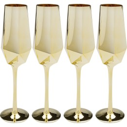Champagneglazen Diamond goud (4/Set) Kare Design