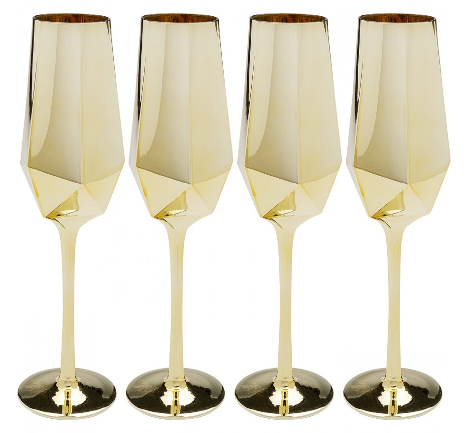 Champagneglazen Diamond goud (4/Set) Kare Design