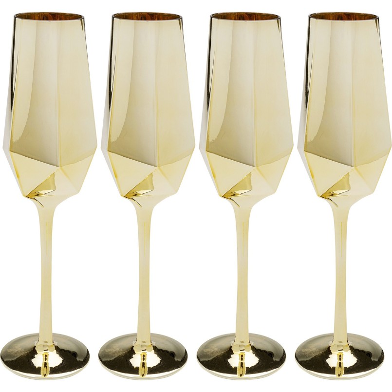 Champagneglazen Diamond goud (4/Set) Kare Design