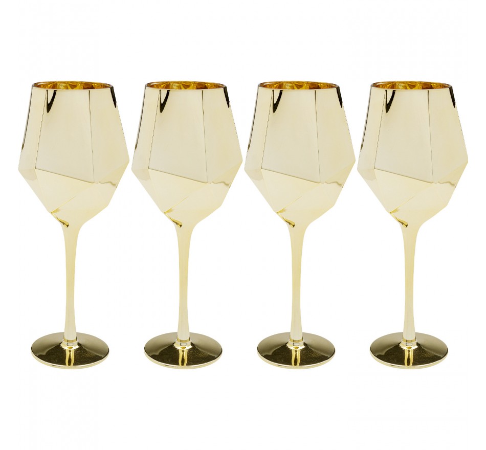Wine Glass Diamond gold (4/Set) Kare Design