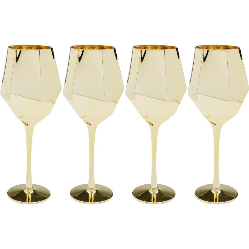 Verres à vin dorés - Diamond - Kare Design