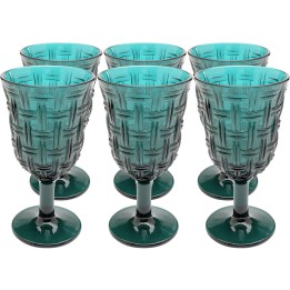 Verres à vin bleus effet tressé - Tissue - Kare Design