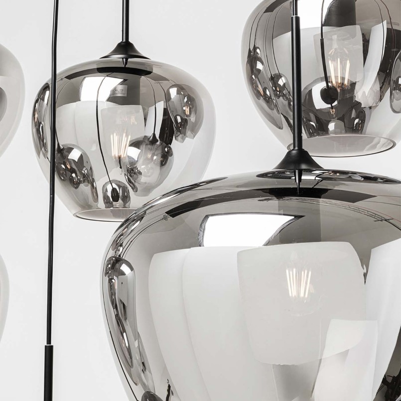 Hanglamp van gerookt glas en zwart staal - Sphere - Kare Design