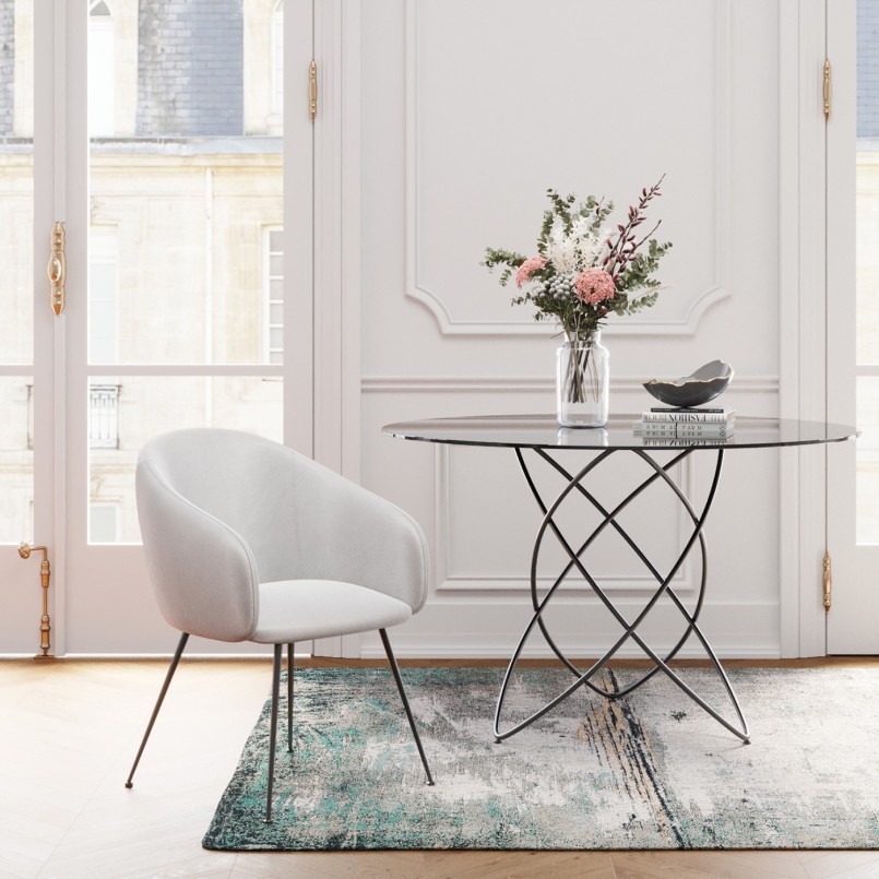 Table en verre fumé et acier noir - Molekular - Kare Design