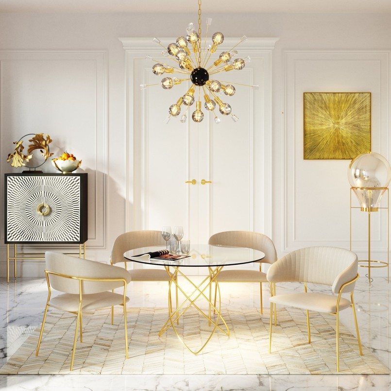 Table en verre et acier doré - Molekular - Kare Design