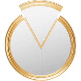 Asymmetrical round gold mirror - Double Vision - Kare Design