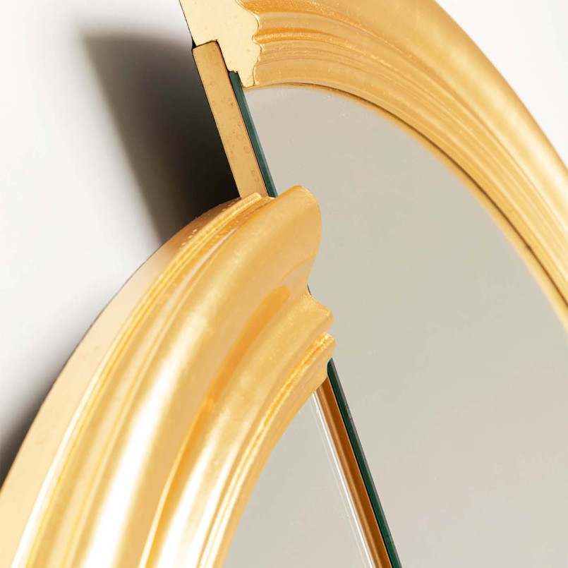 Asymmetrical round gold mirror - Double Vision - Kare Design