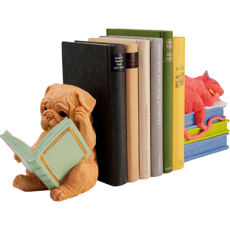 Serre-livres chien et souris rose - Kare Design