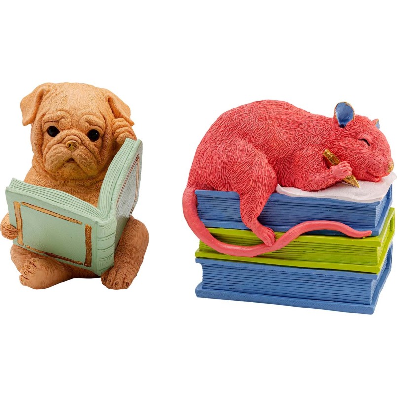 Serre-livres chien et souris rose - Kare Design