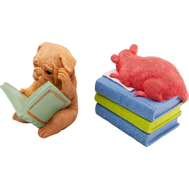 Serre-livres chien et souris rose - Kare Design