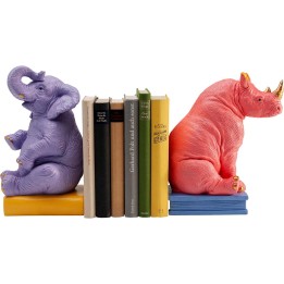 Serre-livres éléphant violet et rhinocéros rose - Kare Design