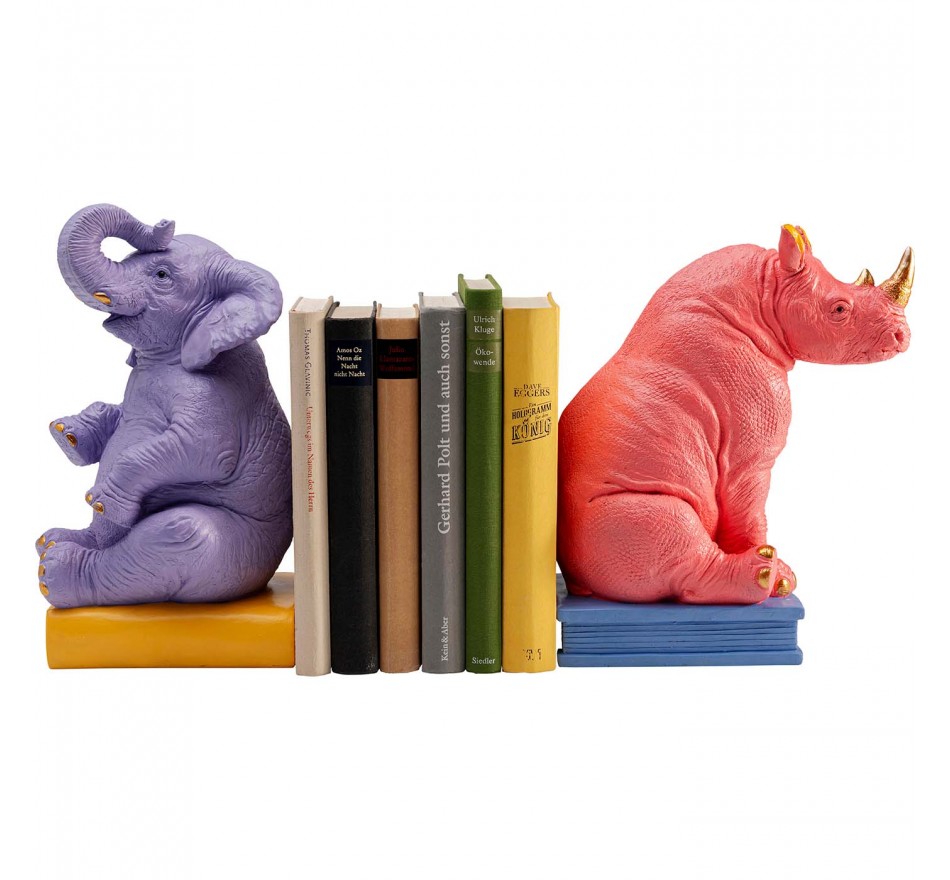 Serre-livres éléphant et rhinocéros set de 2 Kare Design