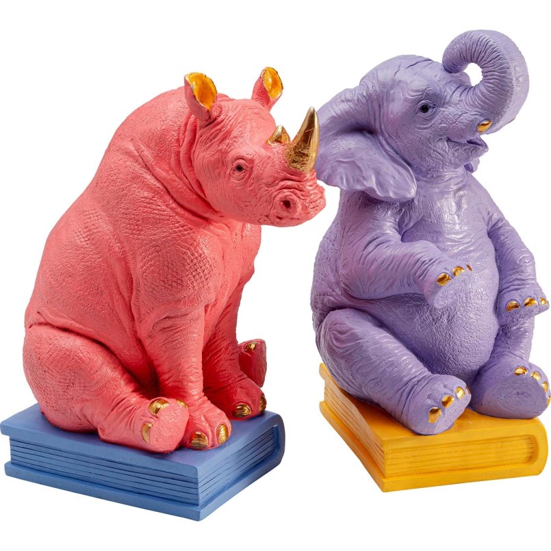 Boekensteun olifant en neushoorn (2/Set) Kare Design