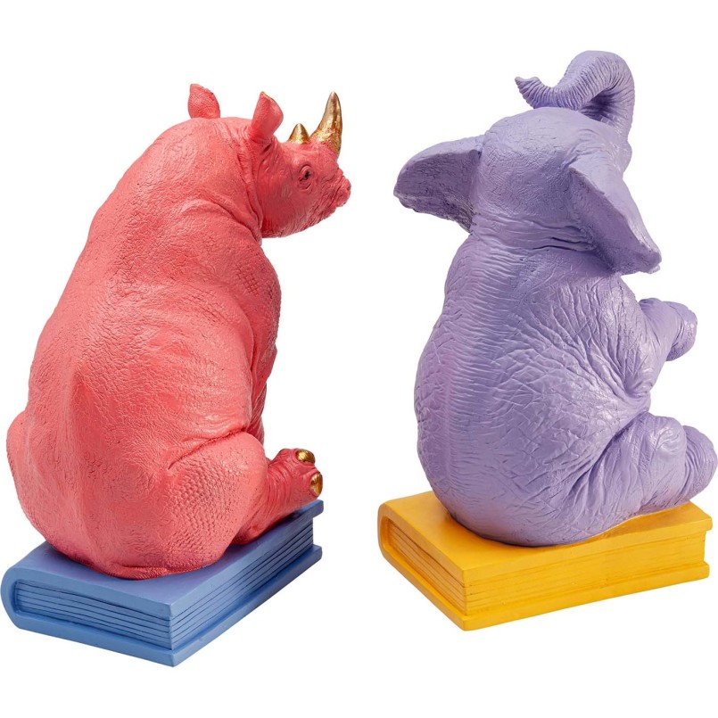 Serre-livres éléphant violet et rhinocéros rose - Kare Design