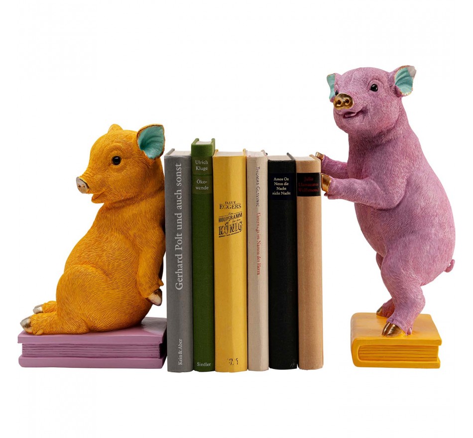 Boekensteun geel en paars varkens (2/Set) Kare Design