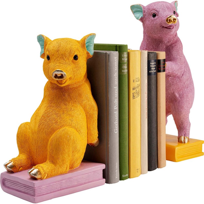 Serre-livres cochons jaunes et violets - Kare Design