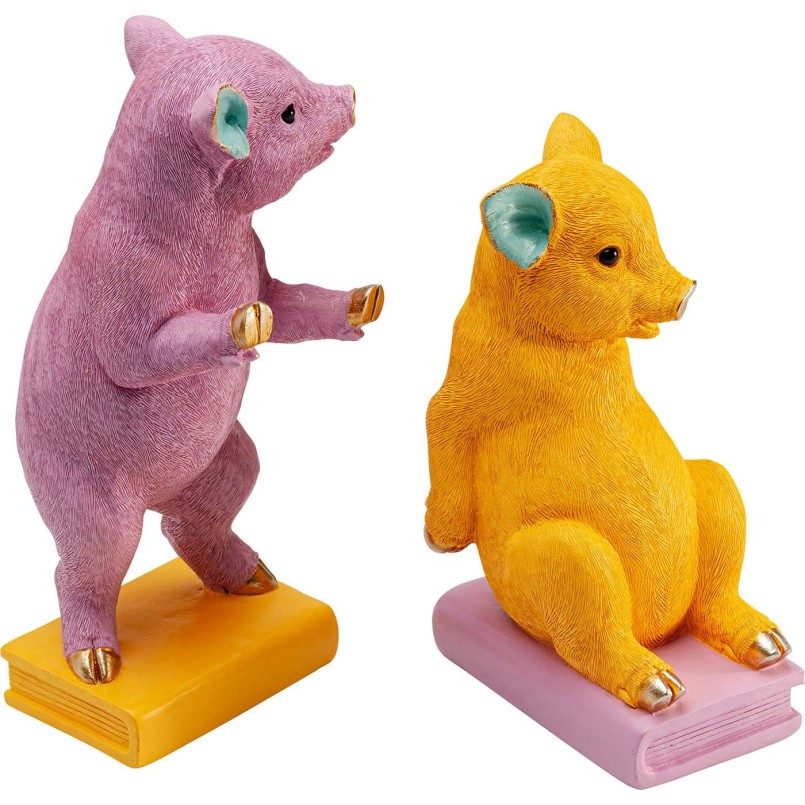 Serre-livres cochons jaunes et violets - Kare Design