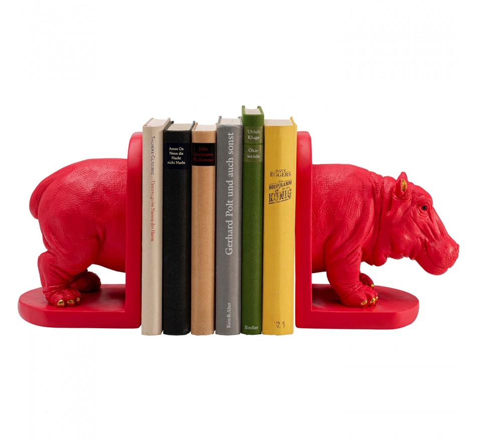 Serre-livres hippopotame rose set de 2 Kare Design