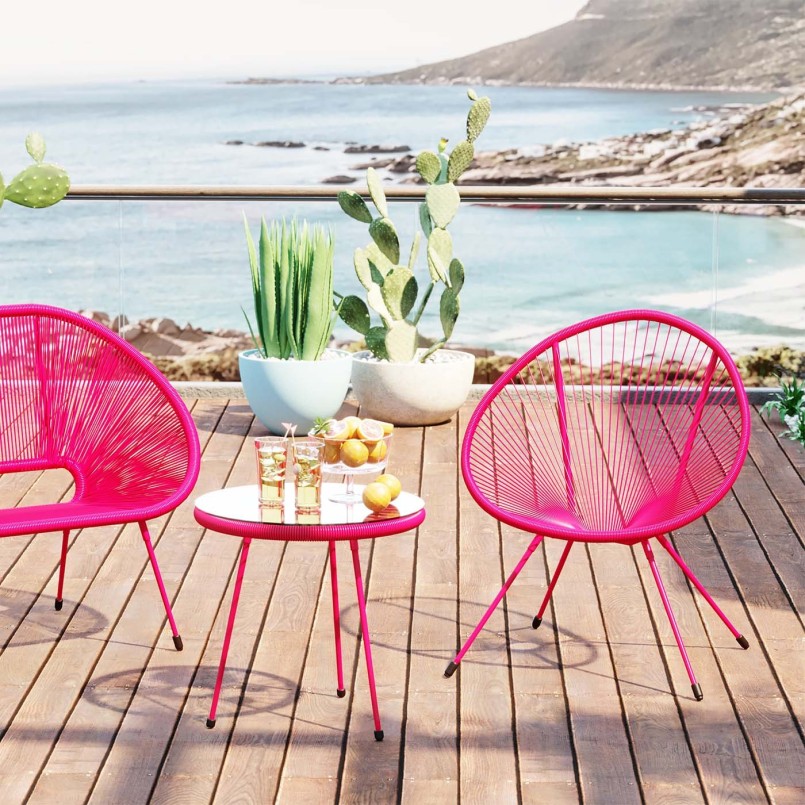 Pink garden armchair and side table - Acapulco - Kare Design