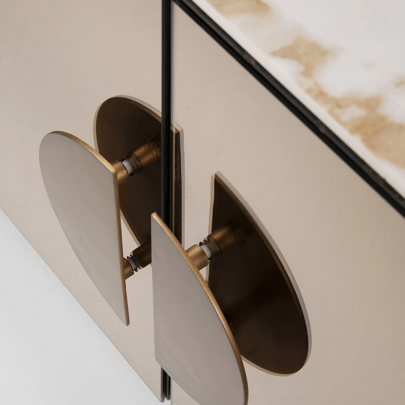 Meuble TV chic en grès et verre - Lunar - Kare Design