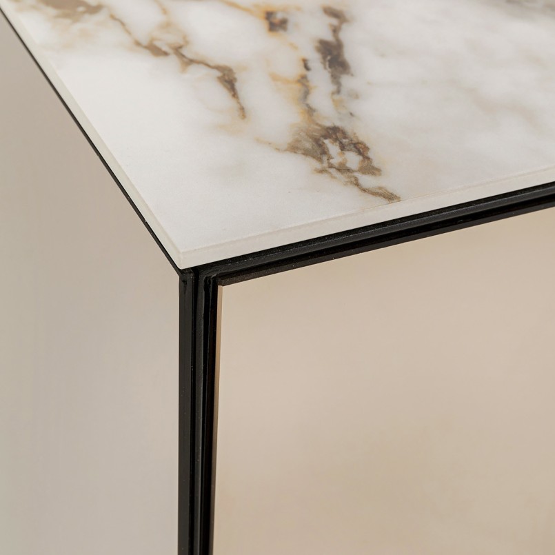 Buffet chic en grès et verre miroir - Lunar - Kare Design