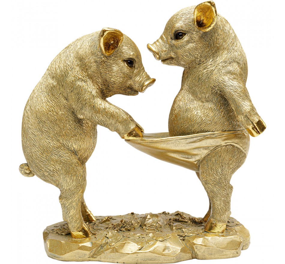 Woonaccessoires nieuwsgierige varkens goud Kare Design