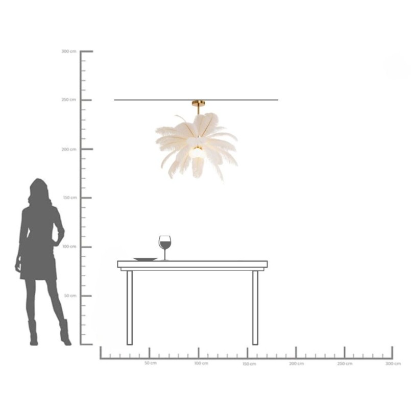 Suspension Feather Palm blanc Ø87cm