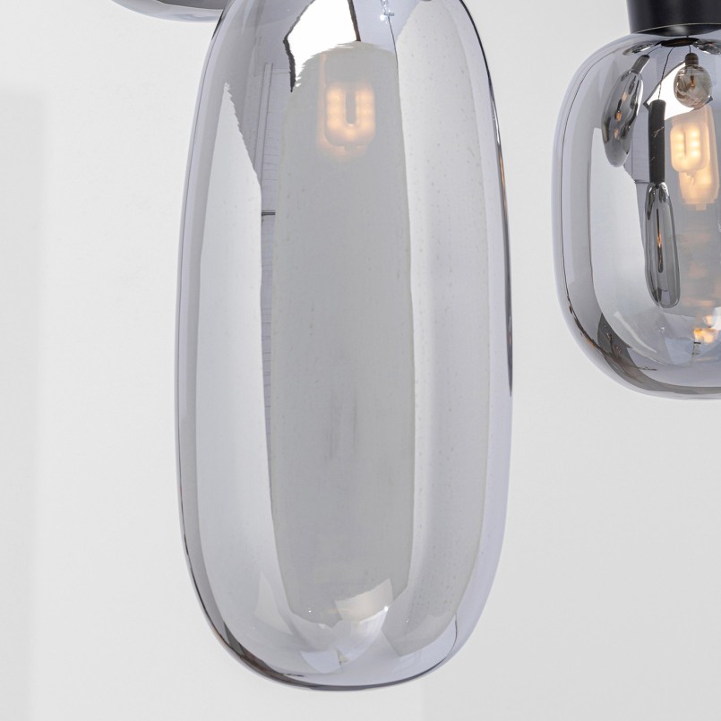Hanglamp van zilverglas en zwart staal - Romeo - Kare Design