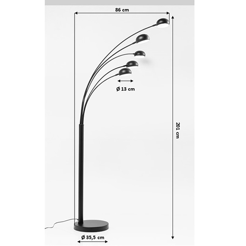 Lampadaire contemporain noir mat - Five Fingers - Kare Design