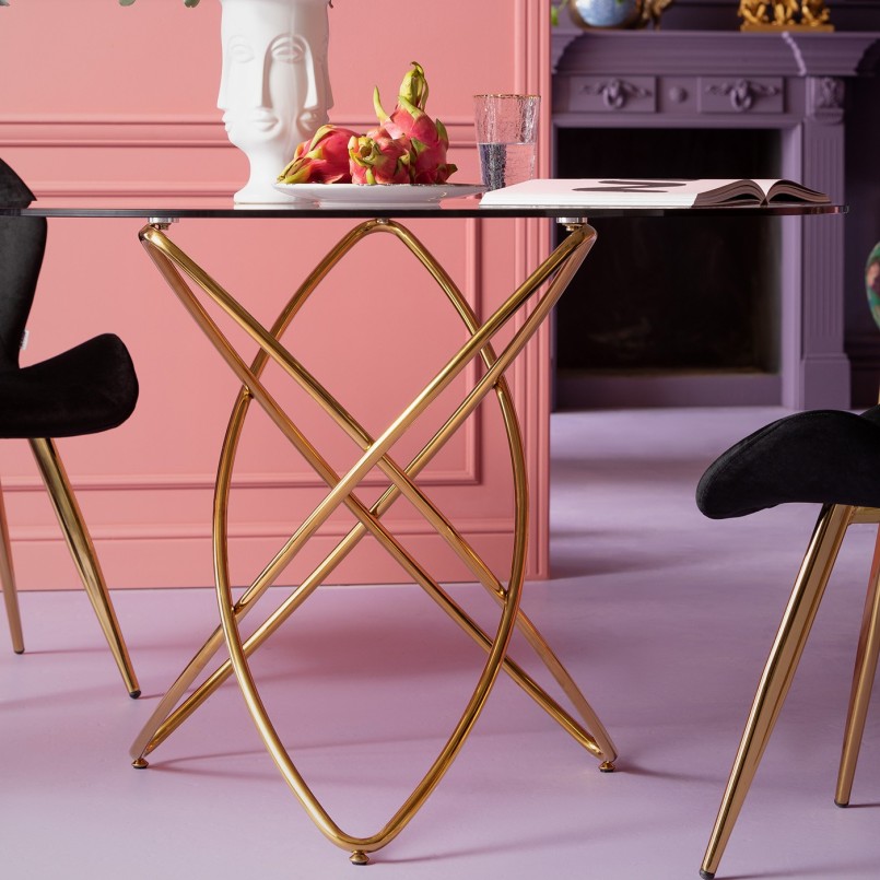 Table en verre et acier doré - Molekular - Kare Design