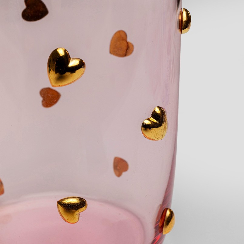 Verres à eau roses cœurs dorés - Party Hearts - Kare Design