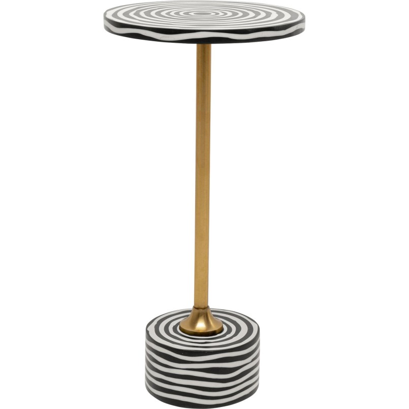 Table d'appoint ronde noire, blanche et dorée - Domero - Kare Design