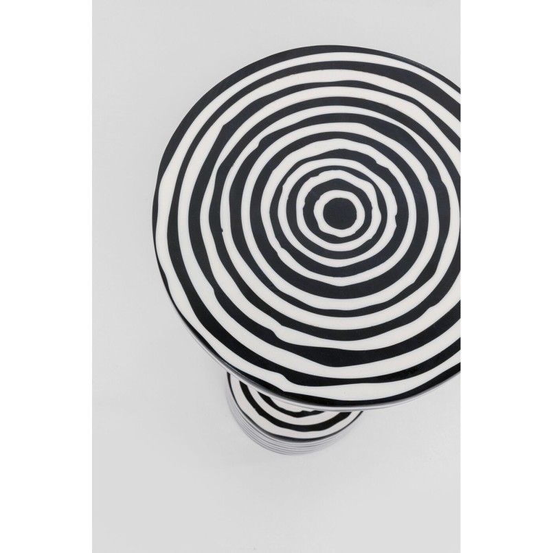 Table d'appoint ronde noire, blanche et dorée - Domero - Kare Design